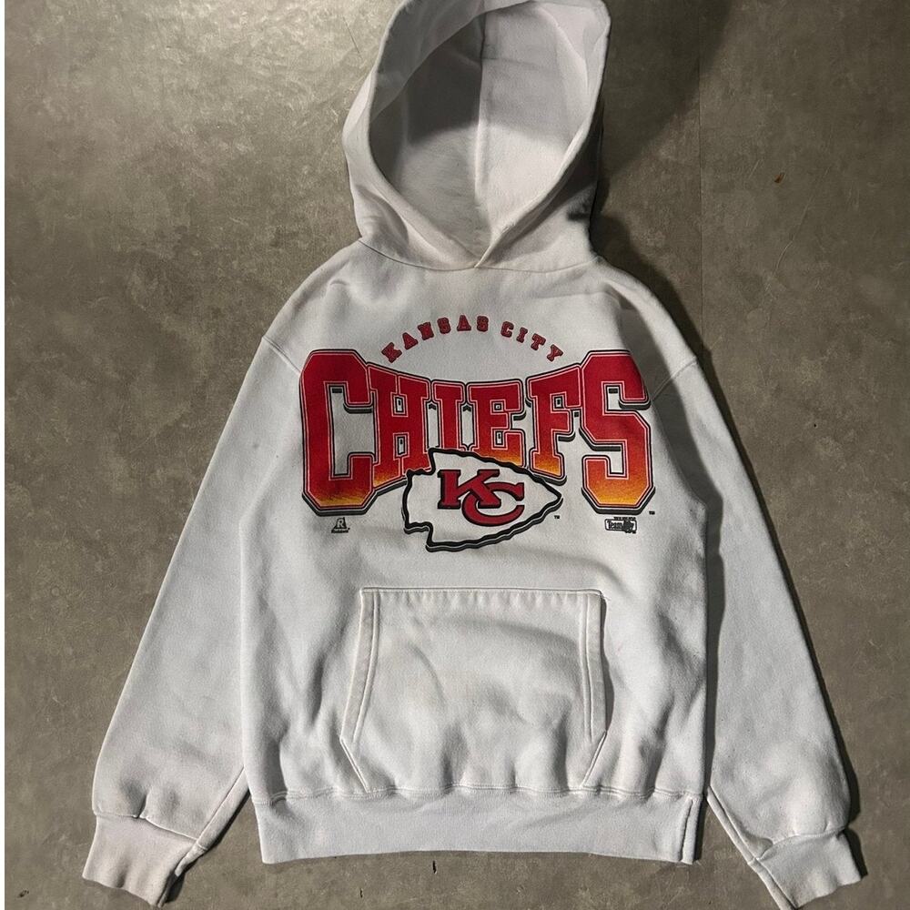90’s Vintage Kansas City Chiefs White Hoodie -M